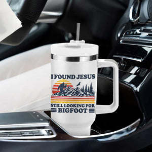Retro I Found Jesus Still Looking For Bigfoot Tumbler With Handle Funny Sasquatch Bigfoot Believer Christian Humor TS10 Print Your Wear