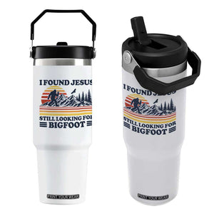 Retro I Found Jesus Still Looking For Bigfoot Flip Straw Tumbler Funny Sasquatch Bigfoot Believer Christian Humor TS10 One Size: 30 oz White Print Your Wear
