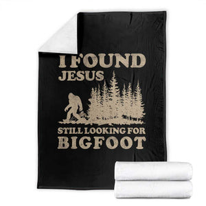 Retro I Found Jesus Still Looking For Bigfoot Throw Blanket Vintage Sasquatch Believer Funny Christian Humor TS10 Black Print Your Wear