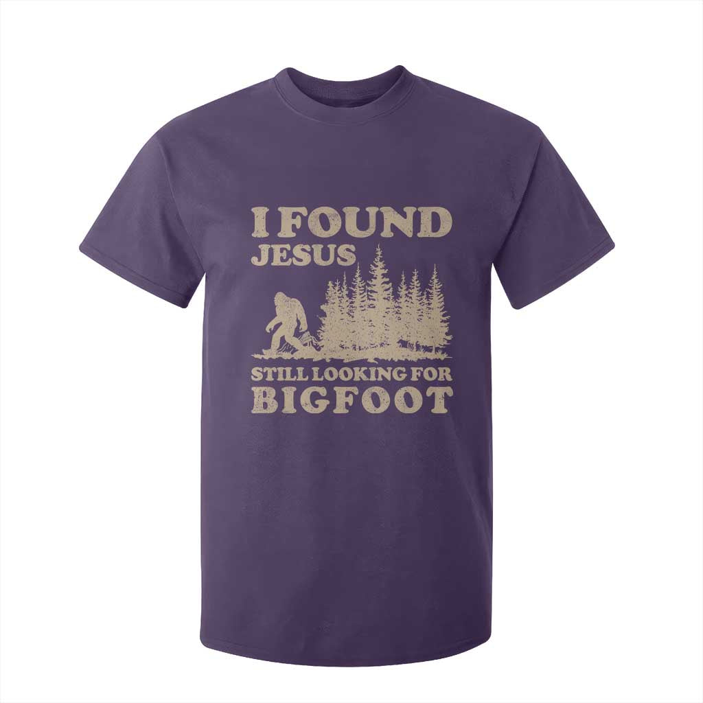 Retro I Found Jesus Still Looking For Bigfoot T Shirt For Kid Vintage Sasquatch Believer Funny Christian Humor TS10 Purple Print Your Wear