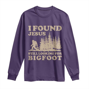 Retro I Found Jesus Still Looking For Bigfoot Long Sleeve Shirt Vintage Sasquatch Believer Funny Christian Humor TS10 Purple Print Your Wear
