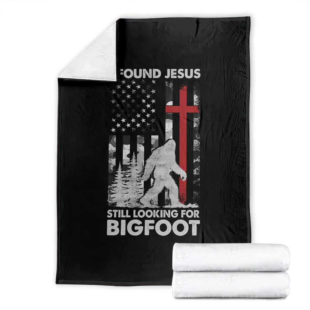 Retro I Found Jesus Still Looking For Bigfoot Throw Blanket Camouflage US American Flag Camo TS10 Black Print Your Wear