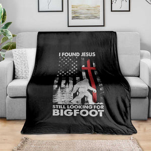 Retro I Found Jesus Still Looking For Bigfoot Throw Blanket Camouflage US American Flag Camo TS10 Print Your Wear