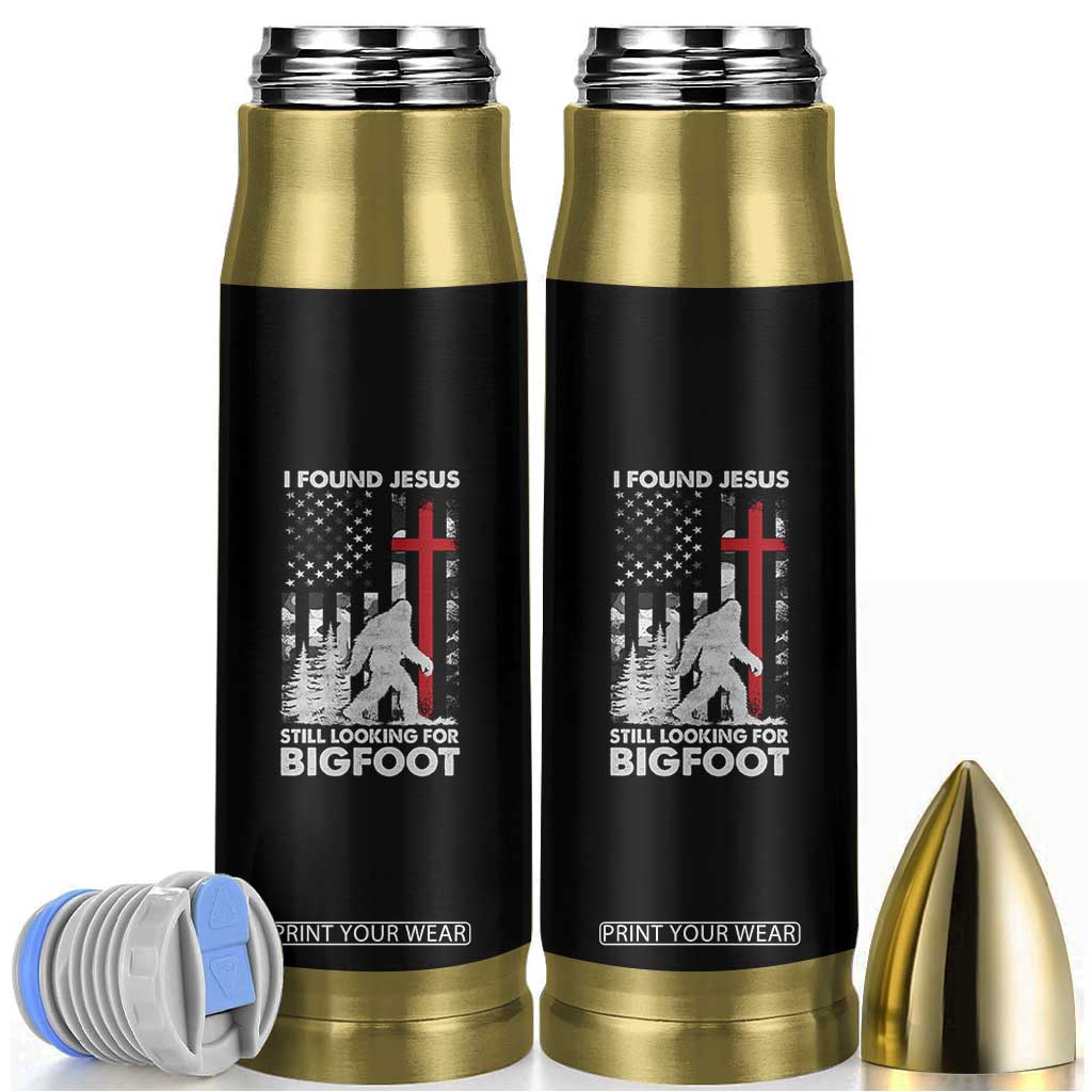 Retro I Found Jesus Still Looking For Bigfoot Bullet Tumbler Camouflage US American Flag Camo TS10 Black Print Your Wear