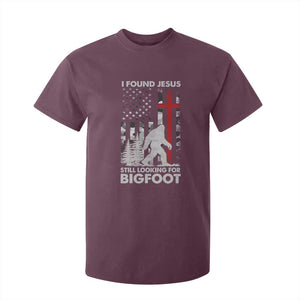 Retro I Found Jesus Still Looking For Bigfoot T Shirt For Kid Camouflage US American Flag Camo TS10 Maroon Print Your Wear