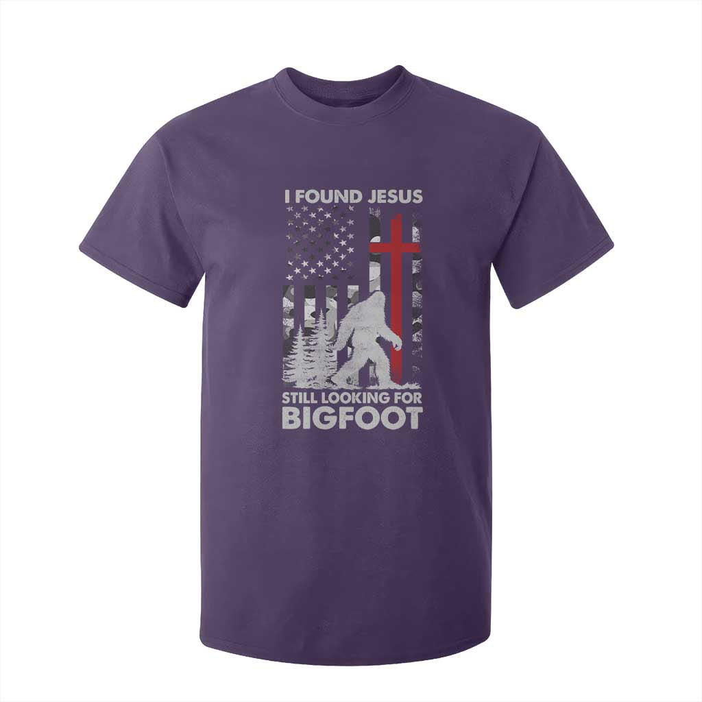 Retro I Found Jesus Still Looking For Bigfoot T Shirt For Kid Camouflage US American Flag Camo TS10 Purple Print Your Wear