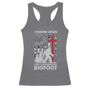 Retro I Found Jesus Still Looking For Bigfoot Racerback Tank Top Camouflage US American Flag Camo TS10 Charcoal Print Your Wear