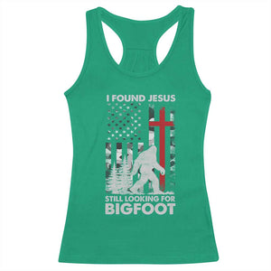 Retro I Found Jesus Still Looking For Bigfoot Racerback Tank Top Camouflage US American Flag Camo TS10 Irish Green Print Your Wear