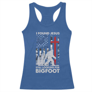 Retro I Found Jesus Still Looking For Bigfoot Racerback Tank Top Camouflage US American Flag Camo TS10 Royal Blue Print Your Wear