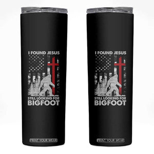 Retro I Found Jesus Still Looking For Bigfoot Skinny Tumbler Camouflage US American Flag Camo TS10 Black Print Your Wear