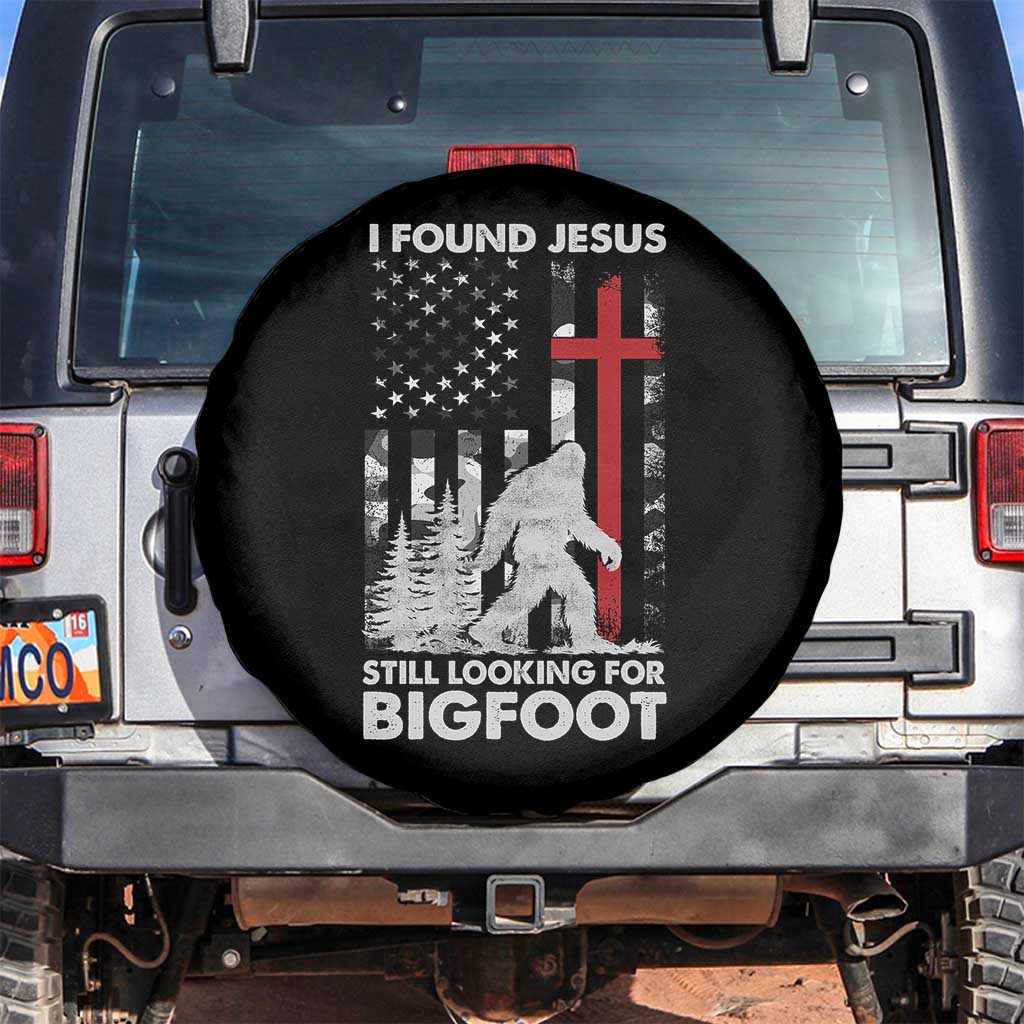 Retro I Found Jesus Still Looking For Bigfoot Spare Tire Cover Camouflage US American Flag Camo TS10 No hole Black Print Your Wear