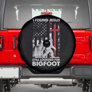 Retro I Found Jesus Still Looking For Bigfoot Spare Tire Cover Camouflage US American Flag Camo TS10 Black Print Your Wear