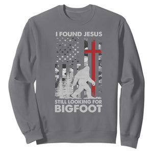 Retro I Found Jesus Still Looking For Bigfoot Sweatshirt Camouflage US American Flag Camo TS10 Charcoal Print Your Wear