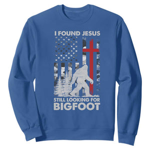 Retro I Found Jesus Still Looking For Bigfoot Sweatshirt Camouflage US American Flag Camo TS10 Royal Blue Print Your Wear