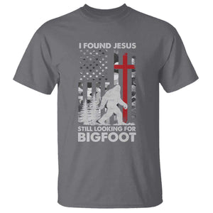 Retro I Found Jesus Still Looking For Bigfoot T Shirt Camouflage US American Flag Camo TS10 Charcoal Print Your Wear