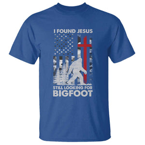 Retro I Found Jesus Still Looking For Bigfoot T Shirt Camouflage US American Flag Camo TS10 Royal Blue Print Your Wear