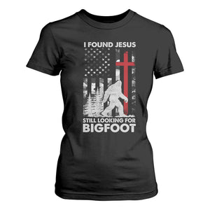Retro I Found Jesus Still Looking For Bigfoot T Shirt For Women Camouflage US American Flag Camo TS10 Black Print Your Wear