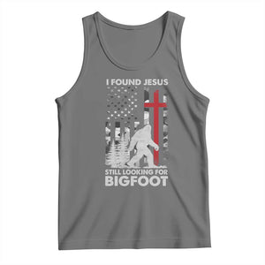 Retro I Found Jesus Still Looking For Bigfoot Tank Top Camouflage US American Flag Camo TS10 Black Heather Print Your Wear