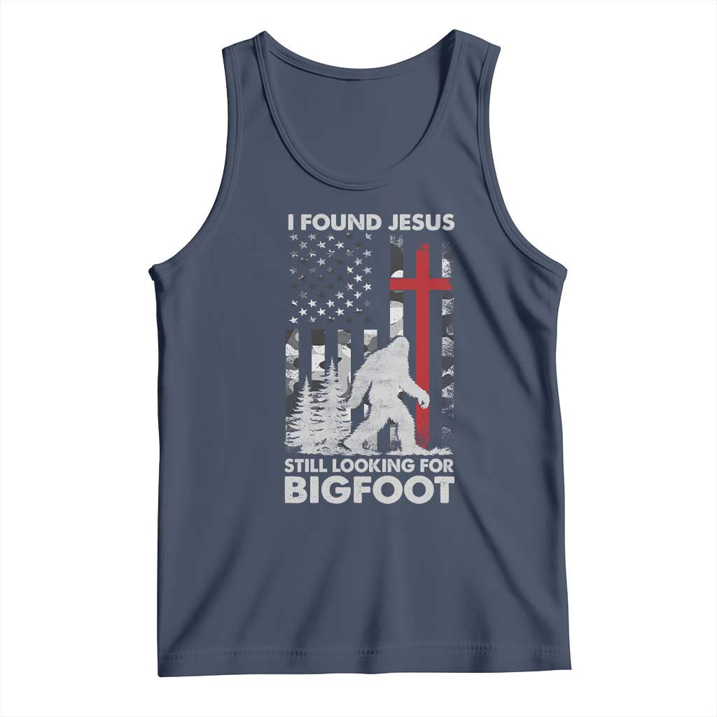 Retro I Found Jesus Still Looking For Bigfoot Tank Top Camouflage US American Flag Camo TS10 Navy Print Your Wear