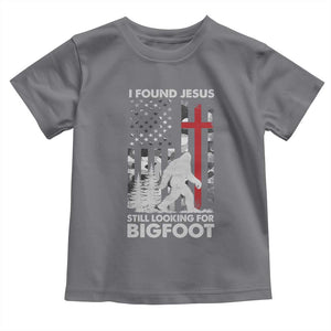 Retro I Found Jesus Still Looking For Bigfoot Toddler T Shirt Camouflage US American Flag Camo TS10 Charcoal Print Your Wear