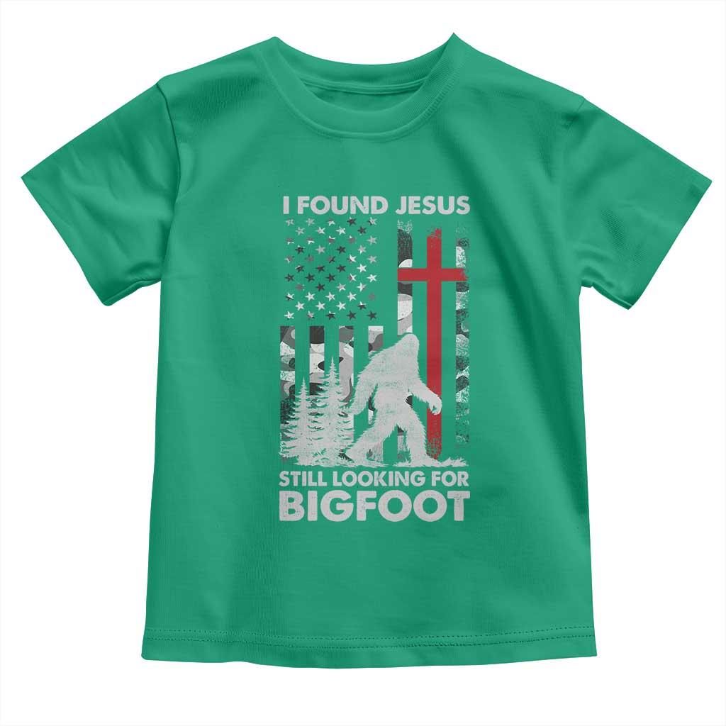 Retro I Found Jesus Still Looking For Bigfoot Toddler T Shirt Camouflage US American Flag Camo TS10 Irish Green Print Your Wear