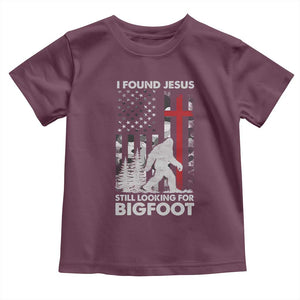 Retro I Found Jesus Still Looking For Bigfoot Toddler T Shirt Camouflage US American Flag Camo TS10 Maroon Print Your Wear