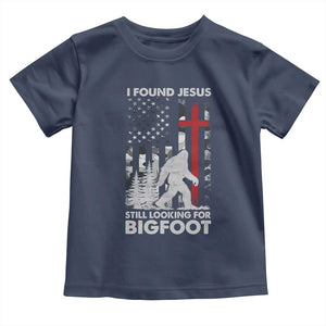 Retro I Found Jesus Still Looking For Bigfoot Toddler T Shirt Camouflage US American Flag Camo TS10 Navy Print Your Wear