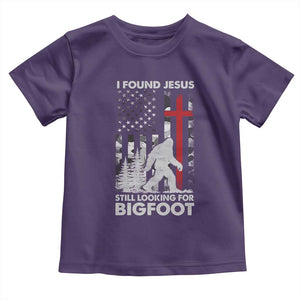 Retro I Found Jesus Still Looking For Bigfoot Toddler T Shirt Camouflage US American Flag Camo TS10 Purple Print Your Wear