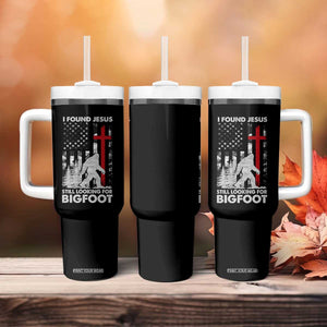 Retro I Found Jesus Still Looking For Bigfoot Tumbler With Handle Camouflage US American Flag Camo TS10 Print Your Wear
