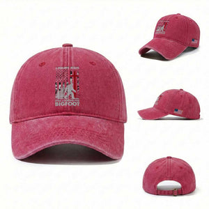 Retro I Found Jesus Still Looking For Bigfoot Washed Cotton Baseball Cap Camouflage US American Flag Camo TS10 Washed Cap Universal Fit Red Print Your Wear