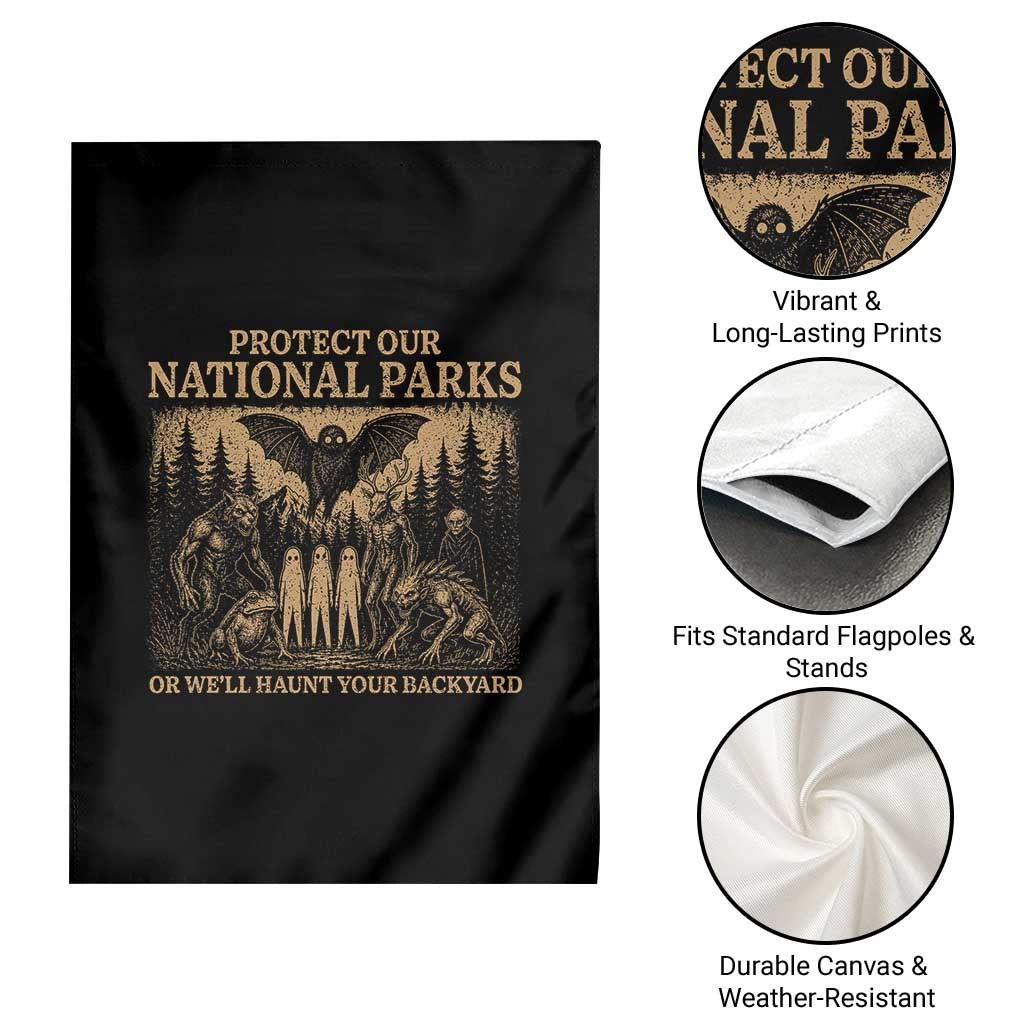 Funny Mothman Protect Our National Parks Garden Flag Ghost Wendigo Skull Cryptid Weirdcore Folk Horror TS10 Print Your Wear