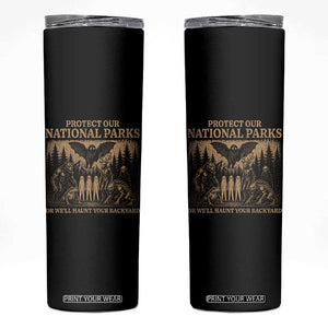 Funny Mothman Protect Our National Parks Skinny Tumbler Ghost Wendigo Skull Cryptid Weirdcore Folk Horror TS10 Black Print Your Wear