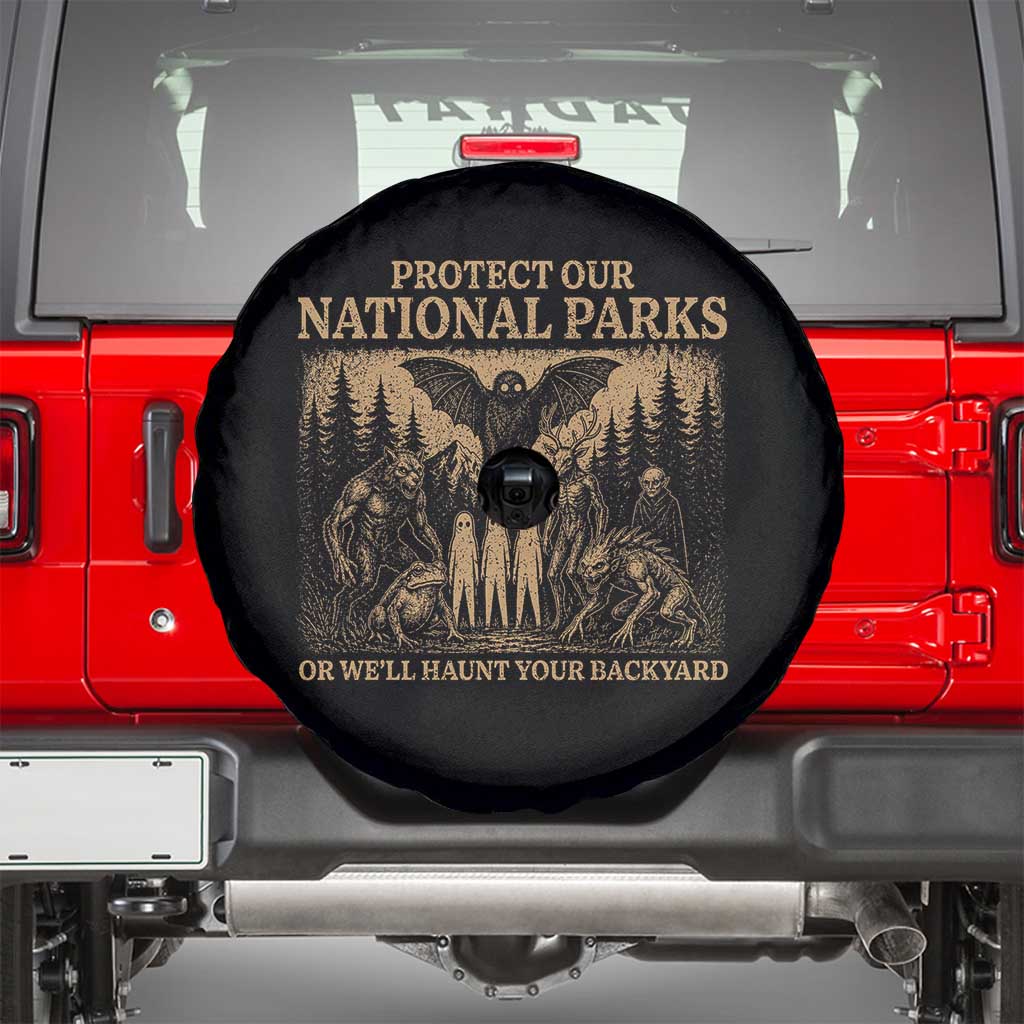 Funny Mothman Protect Our National Parks Spare Tire Cover Ghost Wendigo Skull Cryptid Weirdcore Folk Horror TS10 Black Print Your Wear