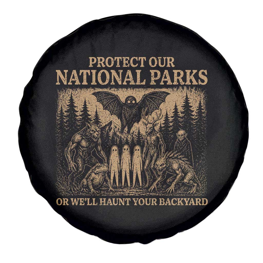 Funny Mothman Protect Our National Parks Spare Tire Cover Ghost Wendigo Skull Cryptid Weirdcore Folk Horror TS10 Print Your Wear