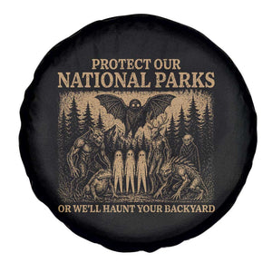 Funny Mothman Protect Our National Parks Spare Tire Cover Ghost Wendigo Skull Cryptid Weirdcore Folk Horror TS10 Print Your Wear
