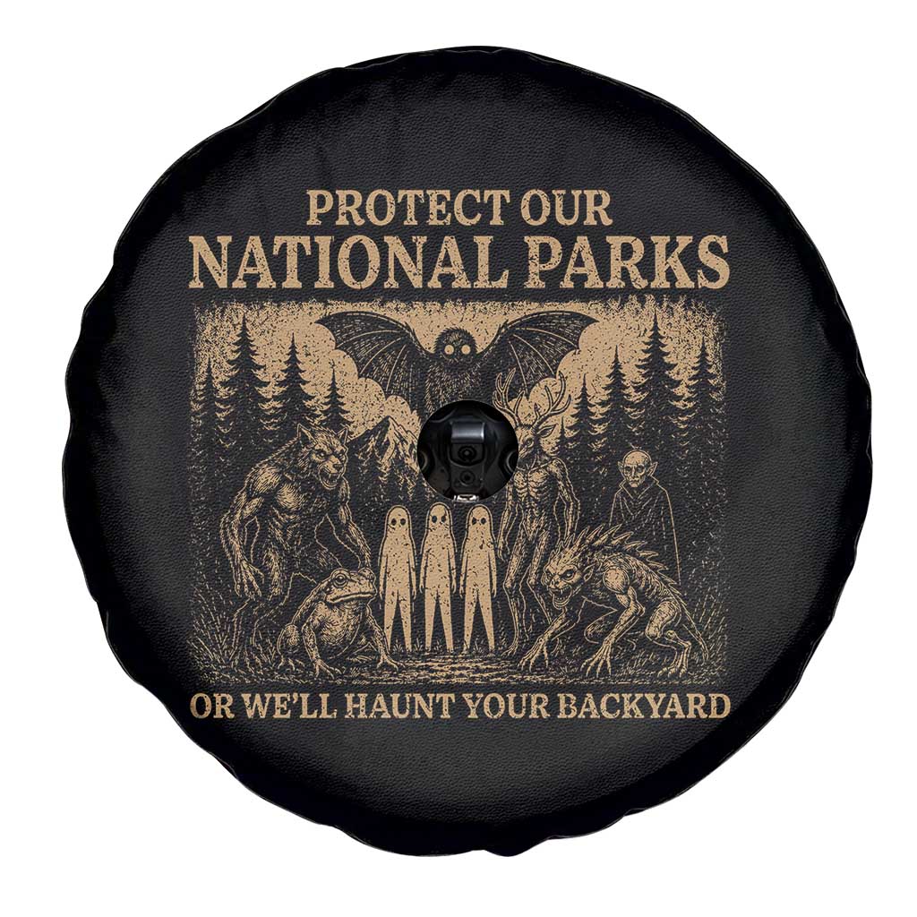 Funny Mothman Protect Our National Parks Spare Tire Cover Ghost Wendigo Skull Cryptid Weirdcore Folk Horror TS10 Print Your Wear