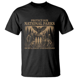 Funny Mothman Protect Our National Parks T Shirt Ghost Wendigo Skull Cryptid Weirdcore Folk Horror TS10 Black Print Your Wear