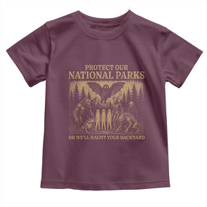 Funny Mothman Protect Our National Parks Toddler T Shirt Ghost Wendigo Skull Cryptid Weirdcore Folk Horror TS10 Maroon Print Your Wear