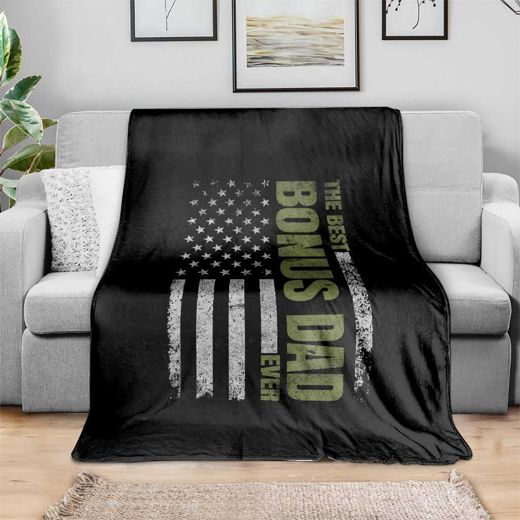 Bonus Dad Throw Blanket American Flag Best Bonus Dad Ever Fathers Day TS10 Print Your Wear
