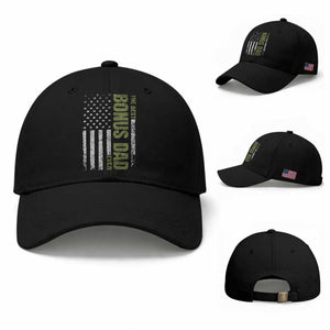 Bonus Dad Baseball Cap American Flag Best Bonus Dad Ever Fathers Day TS10 Baseball Cap Universal Fit Black Print Your Wear