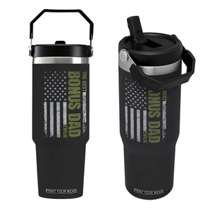 Bonus Dad Flip Straw Tumbler American Flag Best Bonus Dad Ever Fathers Day TS10 One Size: 30 oz Black Print Your Wear