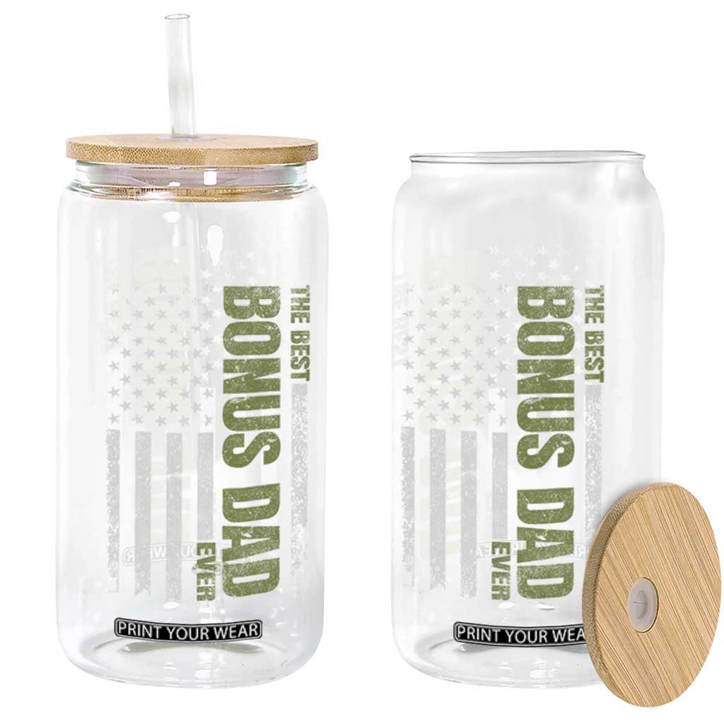 Bonus Dad Glass Can American Flag Best Bonus Dad Ever Fathers Day TS10 Print Your Wear