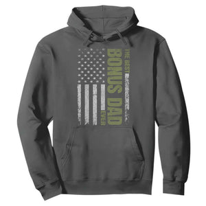 Bonus Dad Hoodie American Flag Best Bonus Dad Ever Fathers Day TS10 Dark Heather Print Your Wear