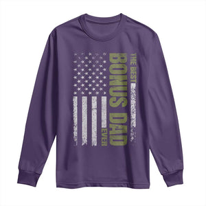 Bonus Dad Long Sleeve Shirt American Flag Best Bonus Dad Ever Fathers Day TS10 Purple Print Your Wear