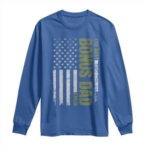 Bonus Dad Long Sleeve Shirt American Flag Best Bonus Dad Ever Fathers Day TS10 Royal Blue Print Your Wear