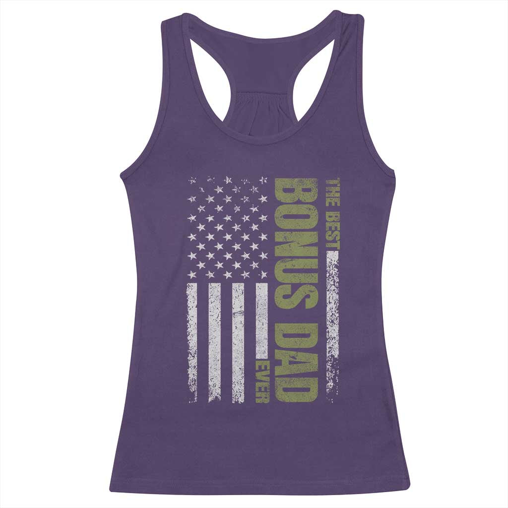 Bonus Dad Racerback Tank Top American Flag Best Bonus Dad Ever Fathers Day TS10 Purple Print Your Wear