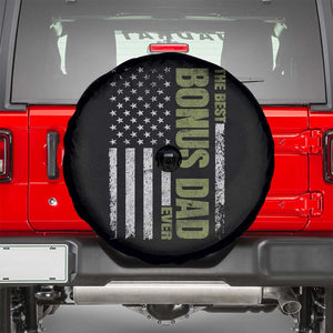 Bonus Dad Spare Tire Cover American Flag Best Bonus Dad Ever Fathers Day TS10 Black Print Your Wear