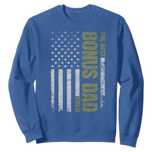 Bonus Dad Sweatshirt American Flag Best Bonus Dad Ever Fathers Day TS10 Royal Blue Print Your Wear