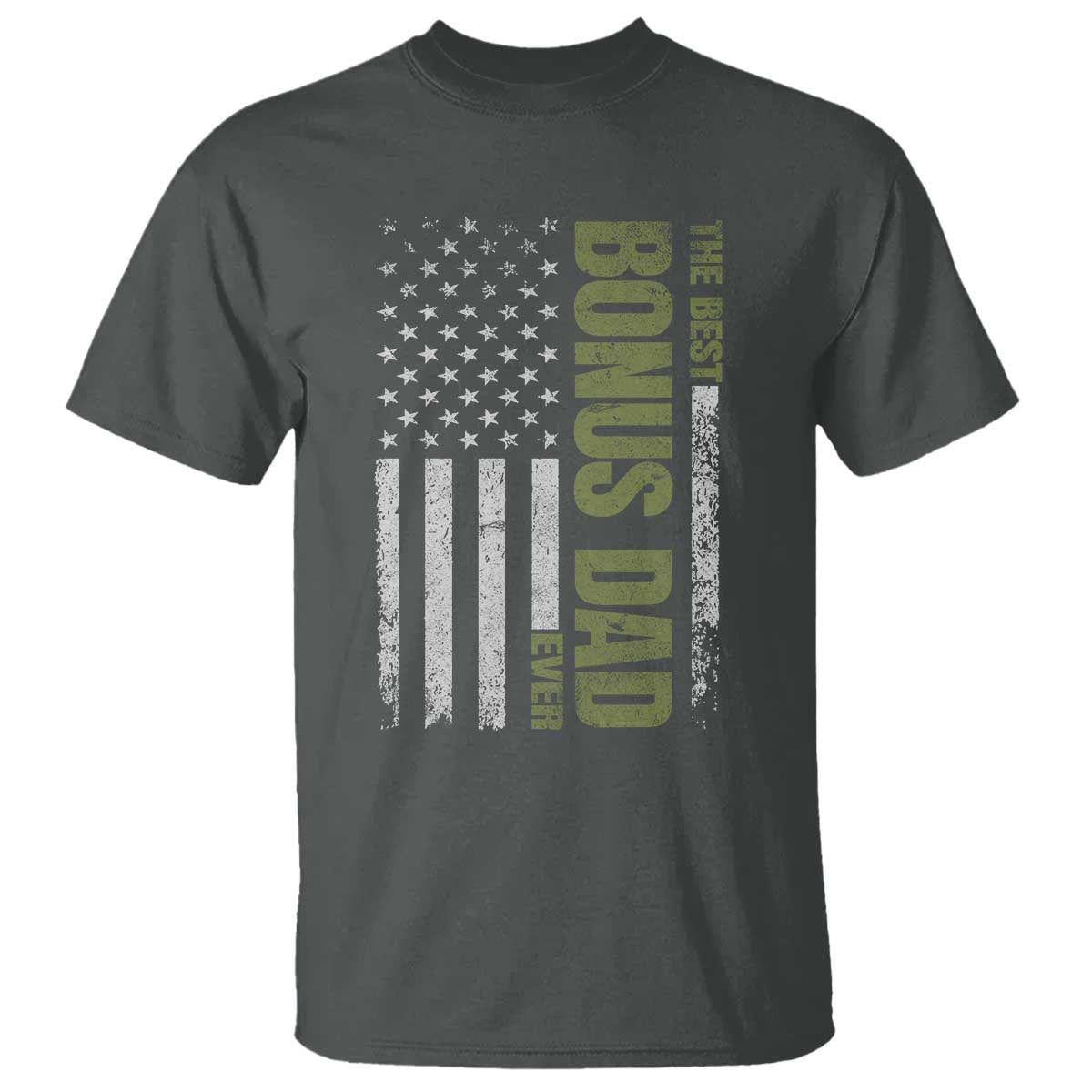 Bonus Dad T Shirt American Flag Best Bonus Dad Ever Fathers Day TS10 Dark Heather Print Your Wear