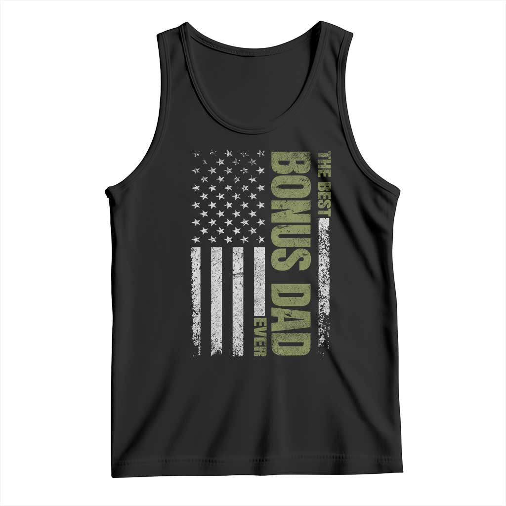 Bonus Dad Tank Top American Flag Best Bonus Dad Ever Fathers Day TS10 Black Print Your Wear